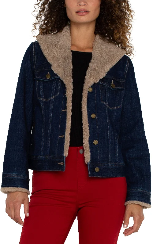 Minimal Style Sports And Leisure Sherpa Collar Trucker Jacket