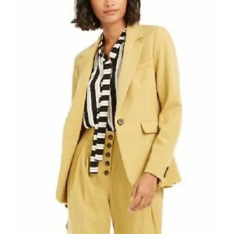 Lively And Youthful British Style Bar III Women's One-Button Blazer Brght Yellow Size 2 Lively And Youthful British Style Bar III Women's One-Button Blazer Brght Yellow Size 2