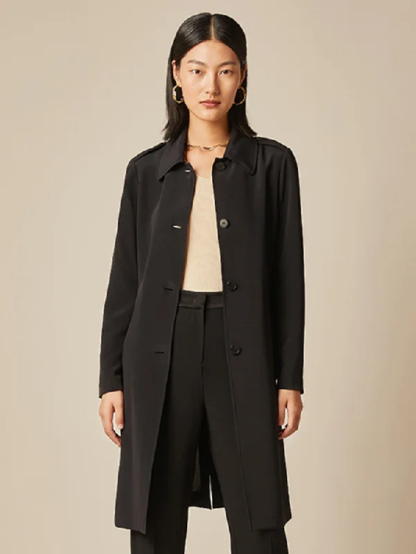 Breathable Design Classic And Versatile Lapel Mid-Length Women Trench Coat With Belt