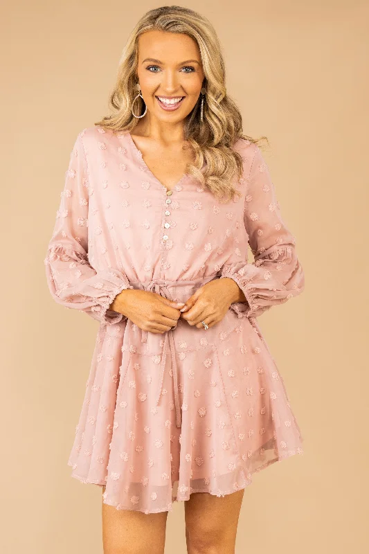 French Style Make It Sweet Blush Pink Swiss Dot Dress