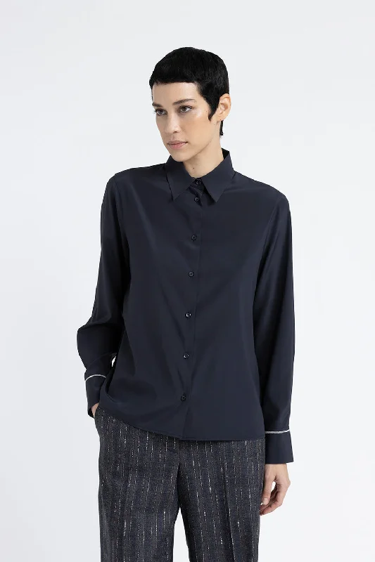 Comfortable Series Fashion Elements Stretch silk crepe de chine shirt