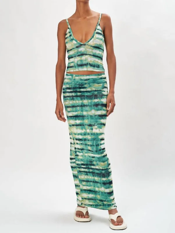 Street Cool Fashion Design Madrid Skirt In Tie Dye Teal