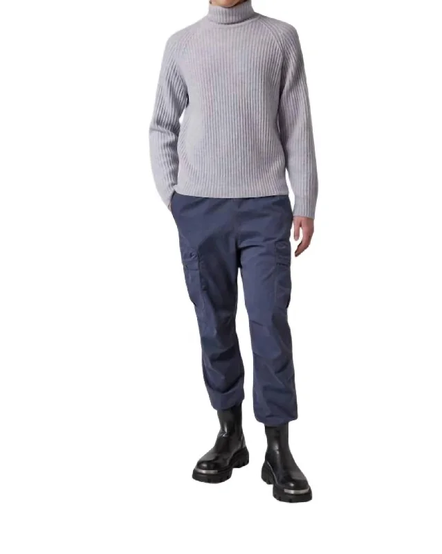 Celebrity Must-have Fashion Design Ettore Turtle Neck Sweater Top In Luna Rock