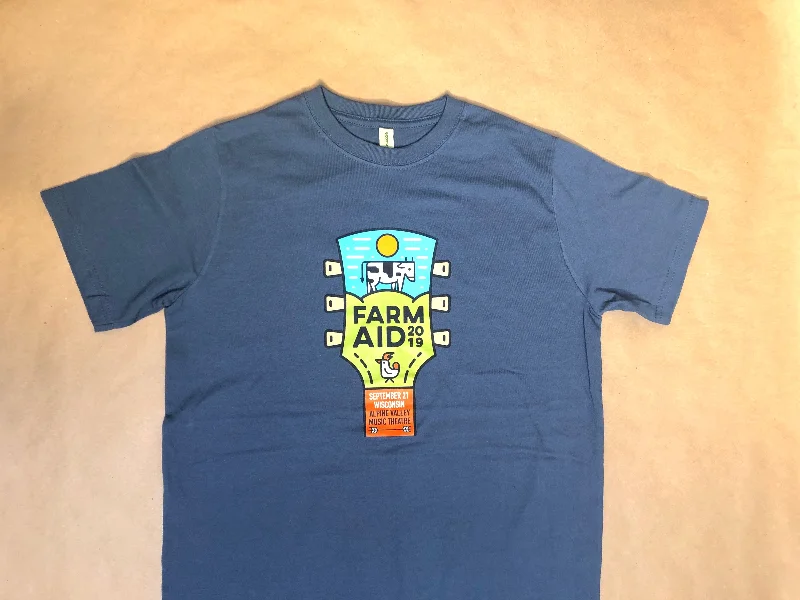 Creative Prints Lazy Home Farm Aid 2019 Logo Tee in Blue (Unisex)