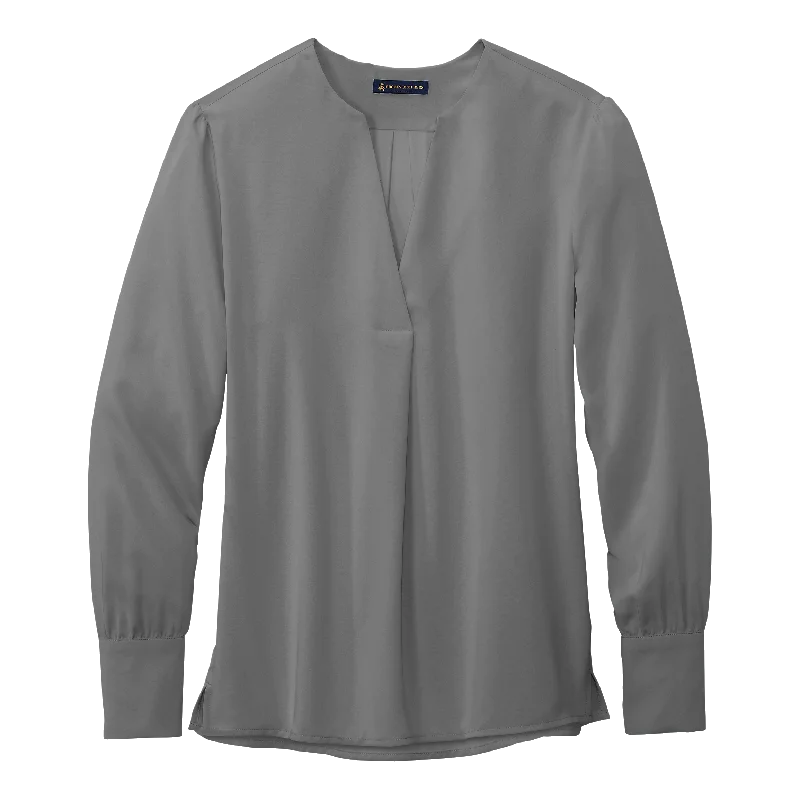 Sports Trend High-end Design B2437 Ladies Open-Neck Satin Blouse