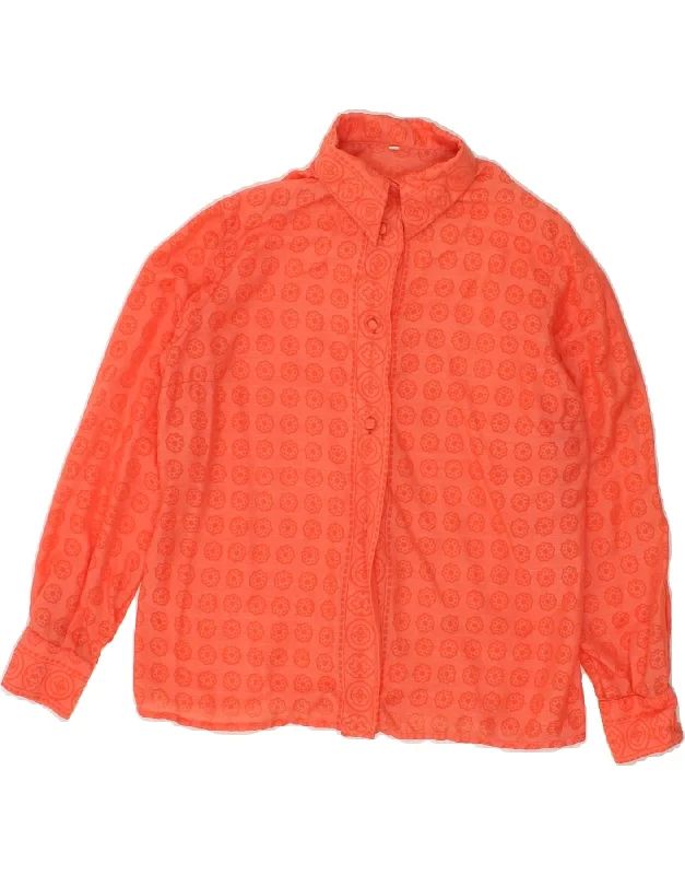 Exquisite Embroidery Feminine Charm VINTAGE Womens Shirt UK 10 Small Orange Floral