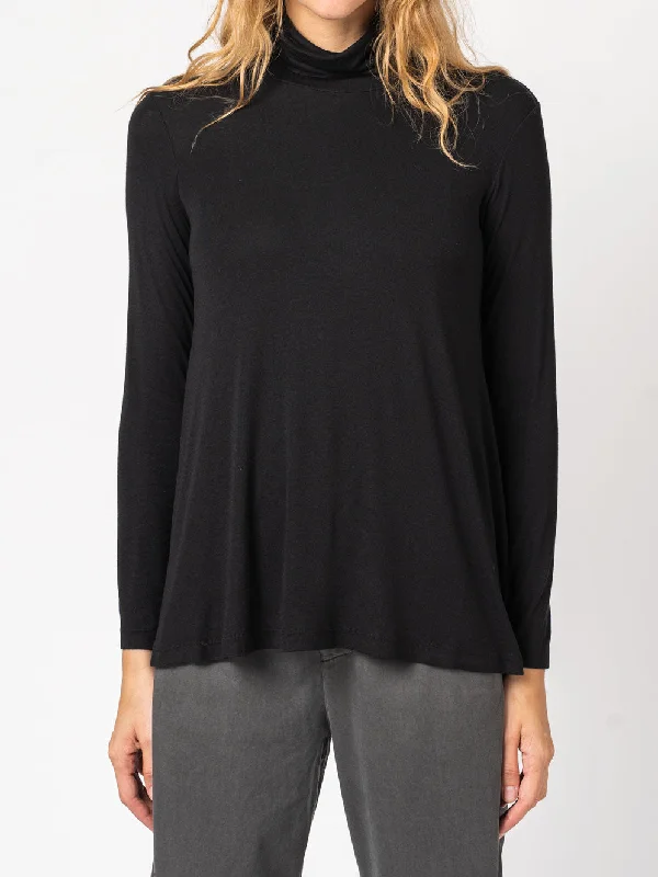 Single-shoulder Neck Design Flared Turtleneck Shirt