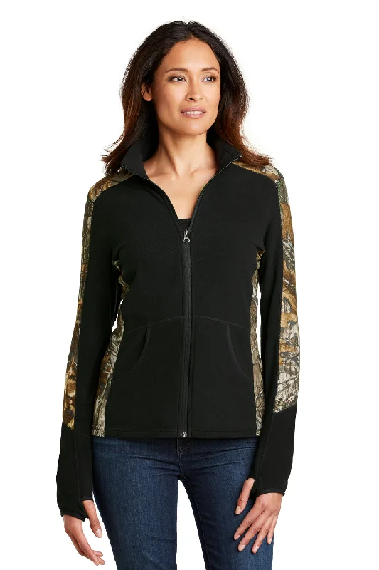 Fashion Style Port Authority Womens Full Zip Microfleece Jacket - Black/Realtree Xtra Camo - Closeout