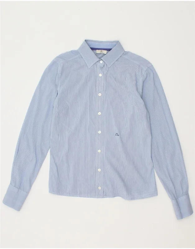 Retro Prints British Style CERRUTI 1881 Womens Shirt UK 10 Small Blue Pinstripe