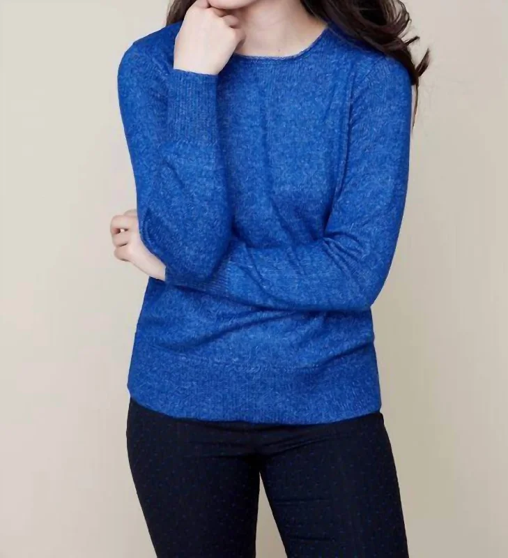 Personalized Clothing Autumn Selection Crew Knit Pullover Sweater In Lapis
