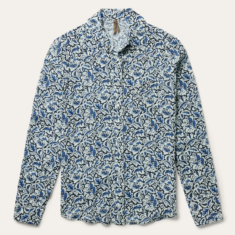 Street Sports Shoes Indigo Tapestry Print Shirt