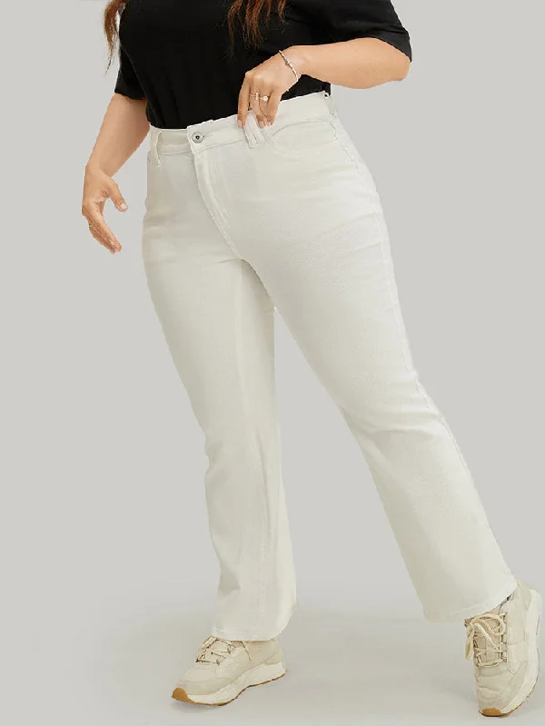 Perfect Tailoring Comfortable Series Slightly Stretchy High Rise White Wash Bootcut Jeans