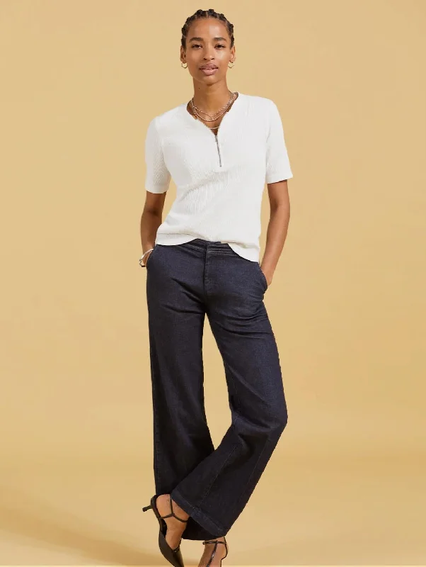 British Style High-quality Fabrics Margot Organic Cotton Wide Leg Jeans | Dark Denim British Style High-quality Fabrics Margot Organic Cotton Wide Leg Jeans | Dark Denim