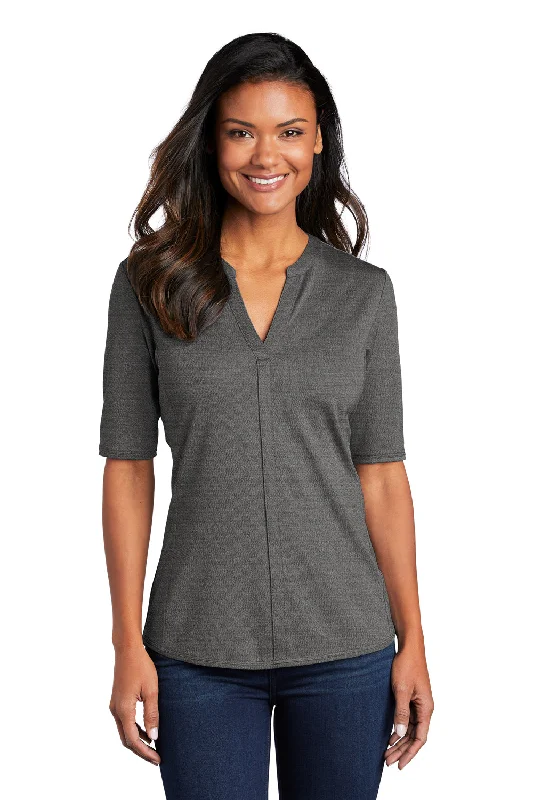 Classic Style French Retro Port Authority Womens Moisture Wicking Short Sleeve Polo Shirt - Black/Thunder Grey Classic Style French Retro Port Authority Womens Moisture Wicking Short Sleeve Polo Shirt - Black/Thunder Grey