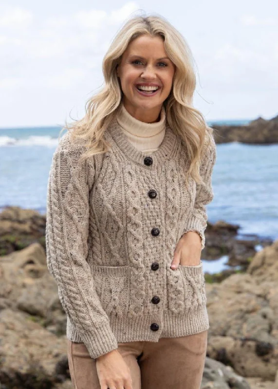 Perfect Tailoring Street Cool Inagh Ladies Aran Cardigan | Oatmeal