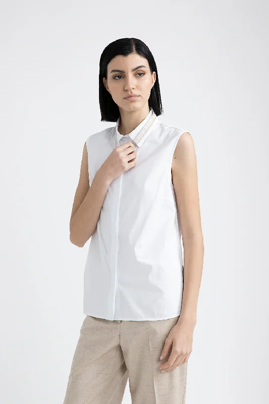 Elegant And Charming Trendy Items Stretch cotton jersey and poplin top