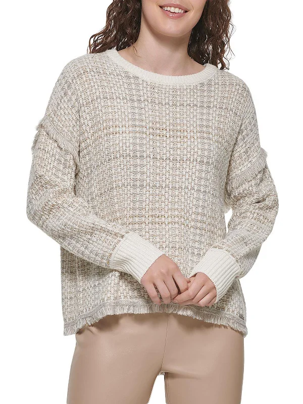 Lazy Home Comfortable And Versatile Womens Metallic Fringe Pullover Sweater