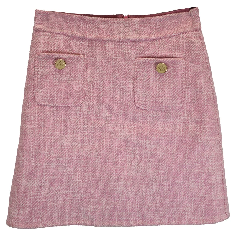Fashionable Prints College Style Sandro Paris Mini Gaella A-Line Skirt in Pink Tweed