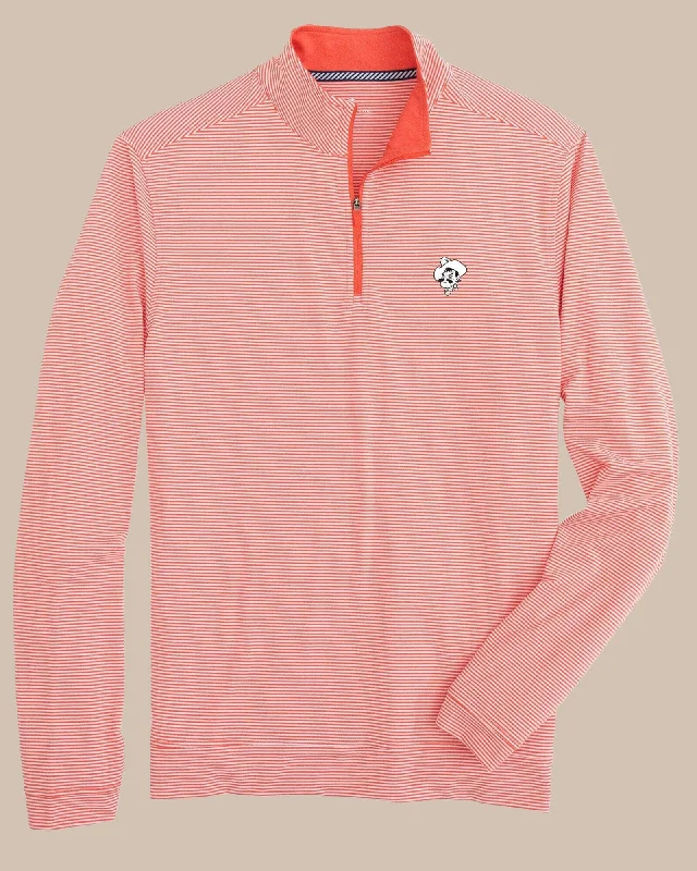 High Street Design Elegant Tailoring Oklahoma State Cowboys Cruiser Micro-Stripe Heather Quarter Zip