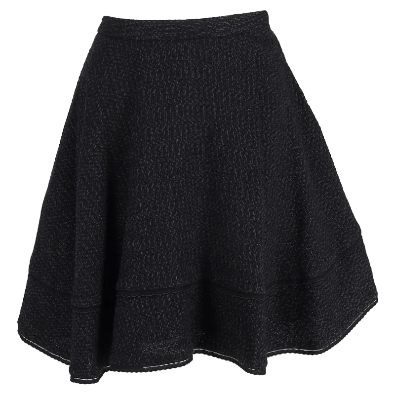 High Street Design Elegant Tailoring Red Valentino Tweed A-Line Skirt in Black Wool High Street Design Elegant Tailoring Red Valentino Tweed A-Line Skirt in Black Wool
