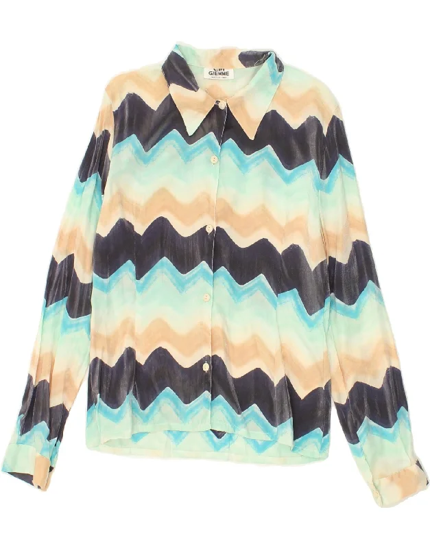 Perfect Tailoring Celebrity Must-have VINTAGE Womens Shirt UK 12 Medium Multicoloured Chevron Perfect Tailoring Celebrity Must-have VINTAGE Womens Shirt UK 12 Medium Multicoloured Chevron