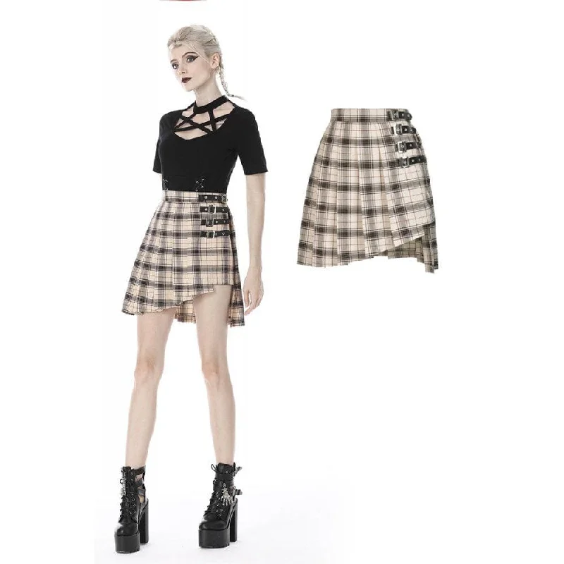 Innovative Design Women's Punk Checked Belts Plaid Pleated Short Skirts