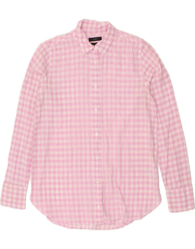 Cute Design Outdoor Trend J. CREW Womens Shirt US 4 Small Pink Gingham Cotton