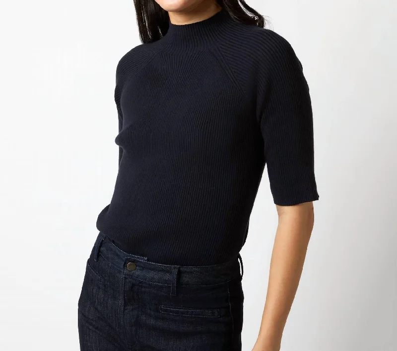 Energetic Mackenzie Sweater In Navy Cotton/silk Yarn