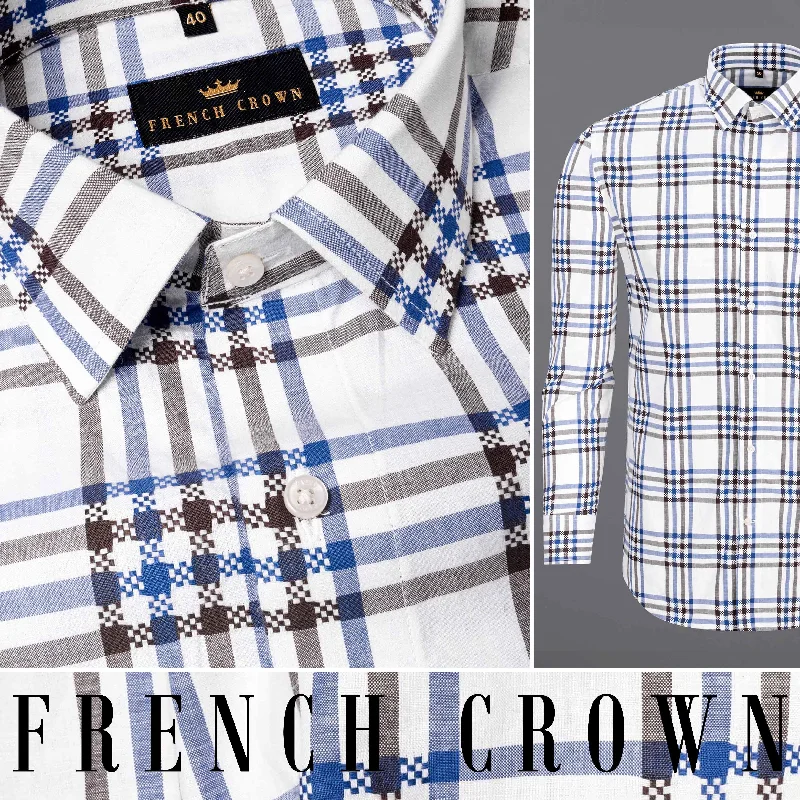 New Season Series High-end Design Bright White Plaid Dobby Textured Premium Giza Cotton Shirt