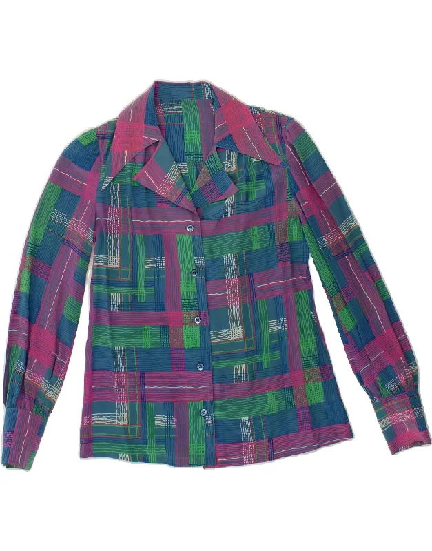 Fashion Style VINTAGE Womens Shirt UK 14 Large Multicoloured Check