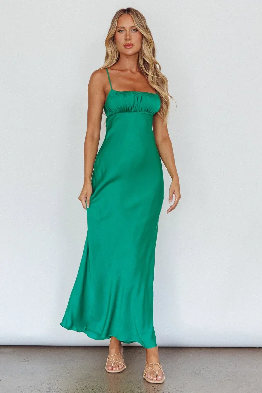 Classic Style From Above V-Back Midi Dress Forest Green