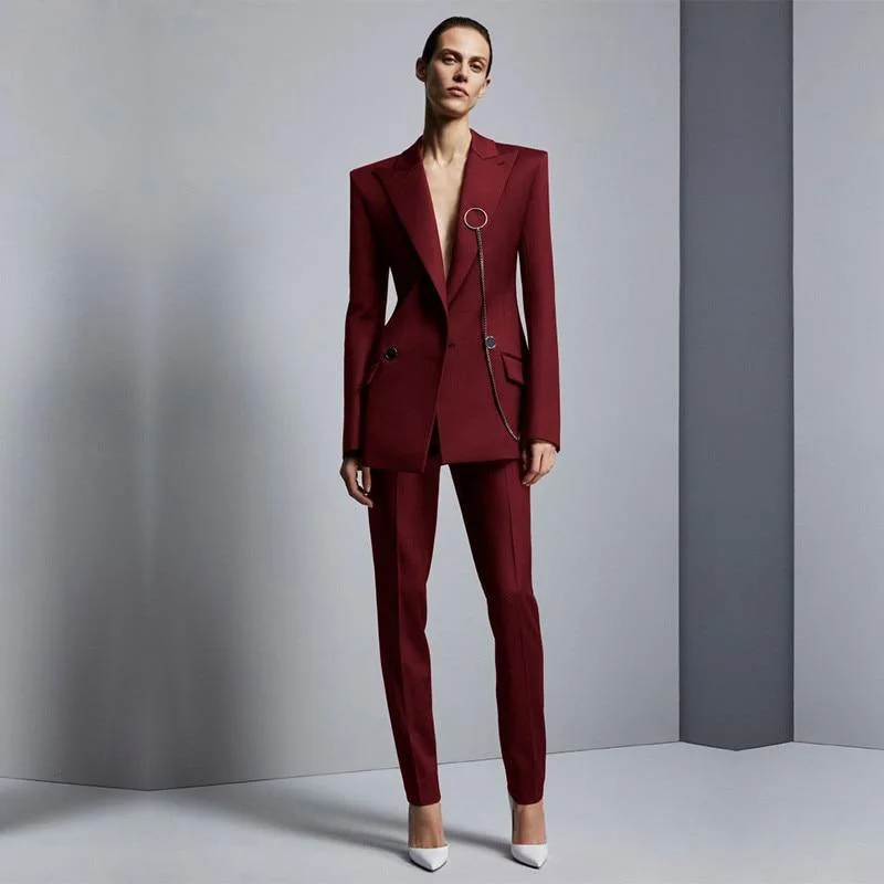 Luxury Style Women Suit Pants, Business Office Suits