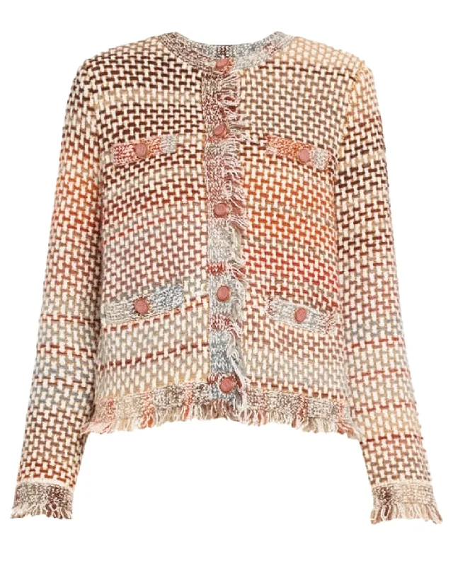 Cute Design Red Multi Sariyah Knit Jacket
