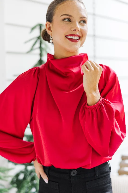 Street Cool Embrace The Joy Red Satin Blouse