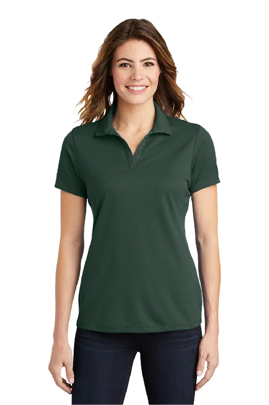 Editorial Design Sport-Tek Womens RacerMesh Moisture Wicking Short Sleeve Polo Shirt - Dark Forest Green