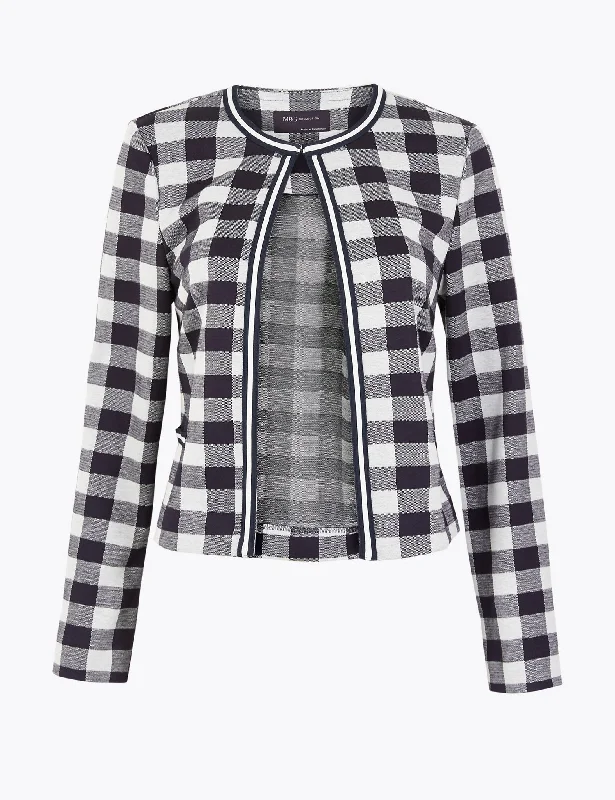 Elegant Wear Jersey Gingham Edge To Edge Blazer