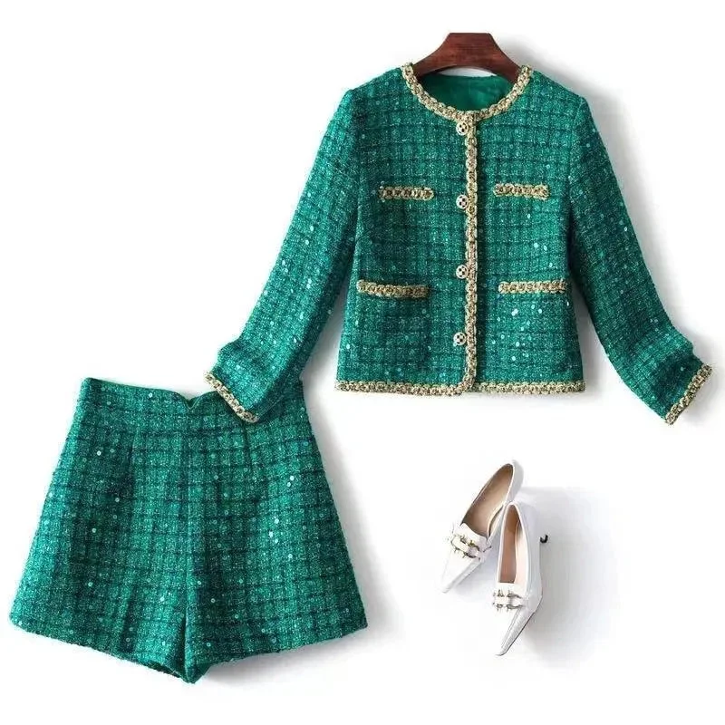 Unique Prints Elegant Vintage 2-Piece Suit, Tweed Suit Women