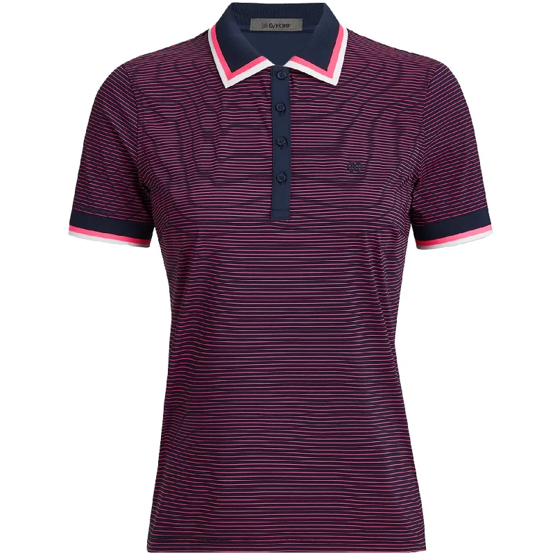 Printed Patterns Womens Glitch Heart Silky Tech Nylon Polo Twilight - AW24