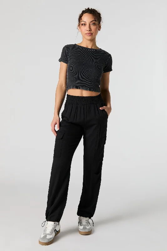 Elegant Design Sweet Style High Rise Toggle Hem Cargo Jogger