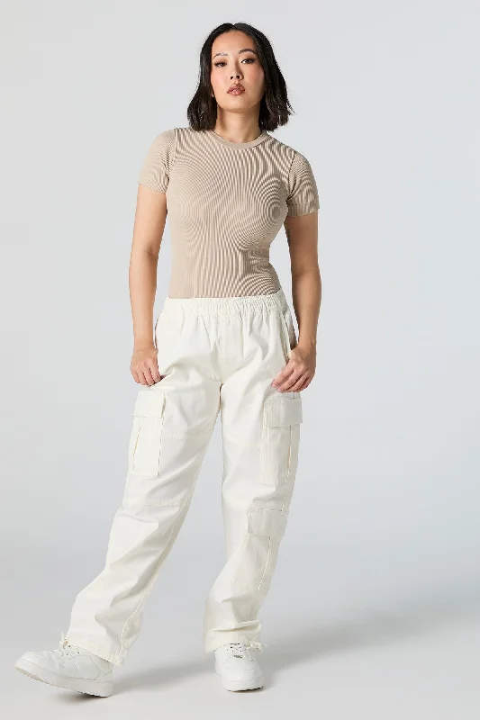 Must-have For Autumn And Winter Age-reducing Style Elastic Waist Tie Hem Cargo Pant