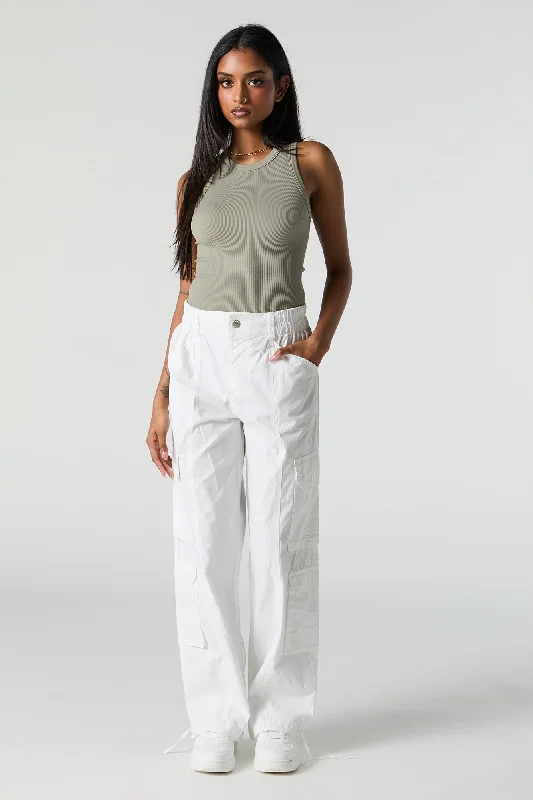 Feminine Charm Bottom And Versatile Self Tie Hem Straight Leg Multi Pocket Cargo Pant Feminine Charm Bottom And Versatile Self Tie Hem Straight Leg Multi Pocket Cargo Pant