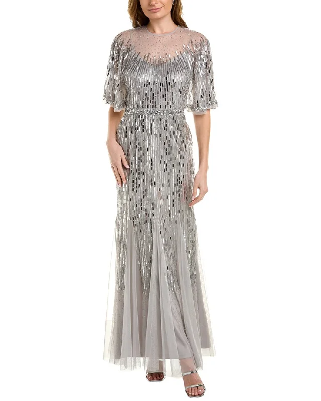 Floral Prints Luxury Temperament Aidan Mattox Beaded Cape Gown