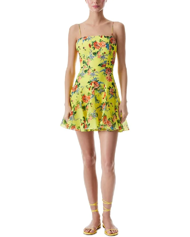 Celebrity Picks Denim Design alice + olivia Ginny Top Silk-Blend Godet Dress