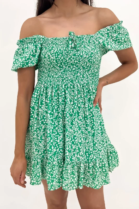 Integrated Design Sexy Fun Amalfi Shirred Dress Green