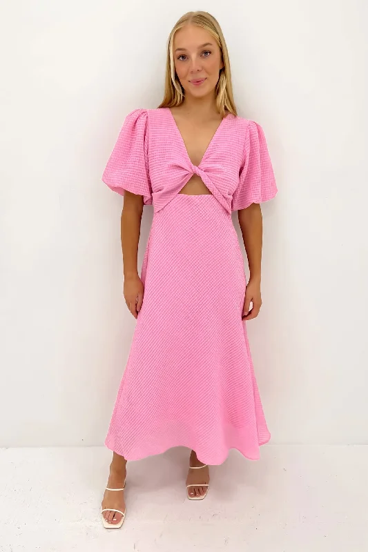 Fashion Design Elegant And Charming Annika Midi Dress Pink