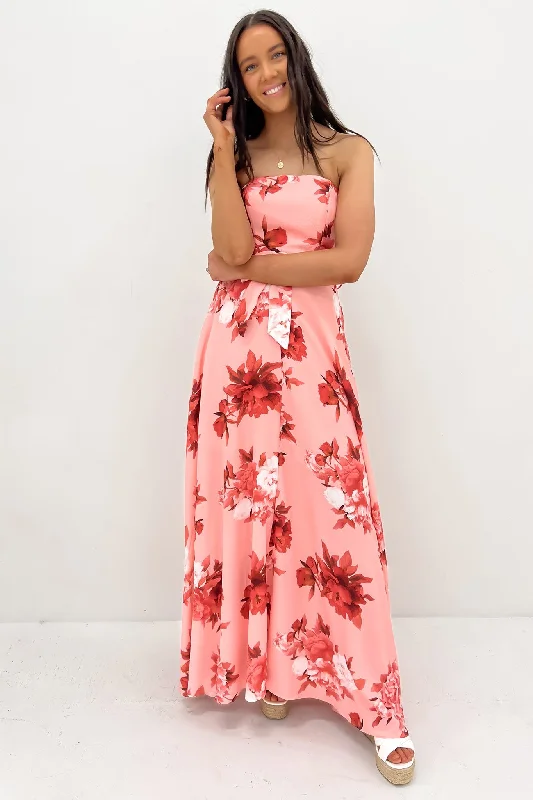 Cool Summer Aurora Maxi Dress Pink Floral