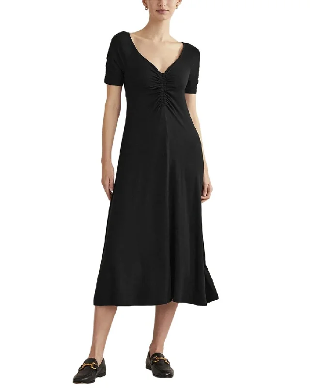 Lively And Youthful British Style Boden Ruched Front Jersey Midi Dress