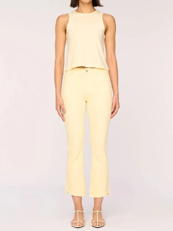 Floral Prints Sports Fashion Bridget Boot High Rise Pants In Pale Yellow