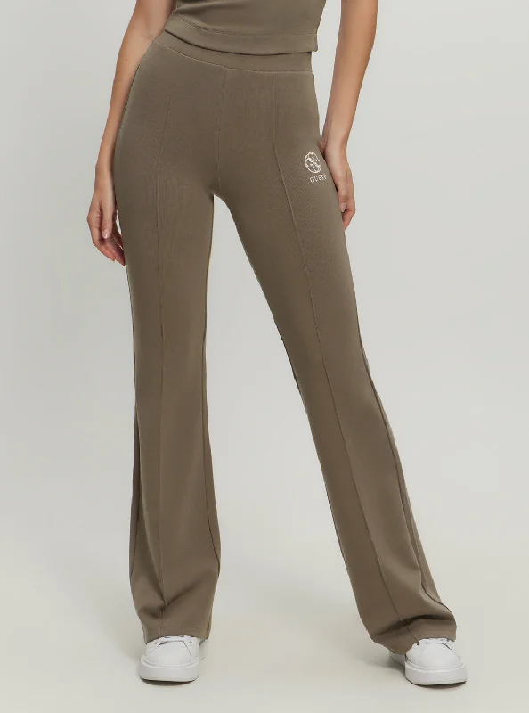 Must-have For Fashion British Style Brown Elea Flare Active Leggings