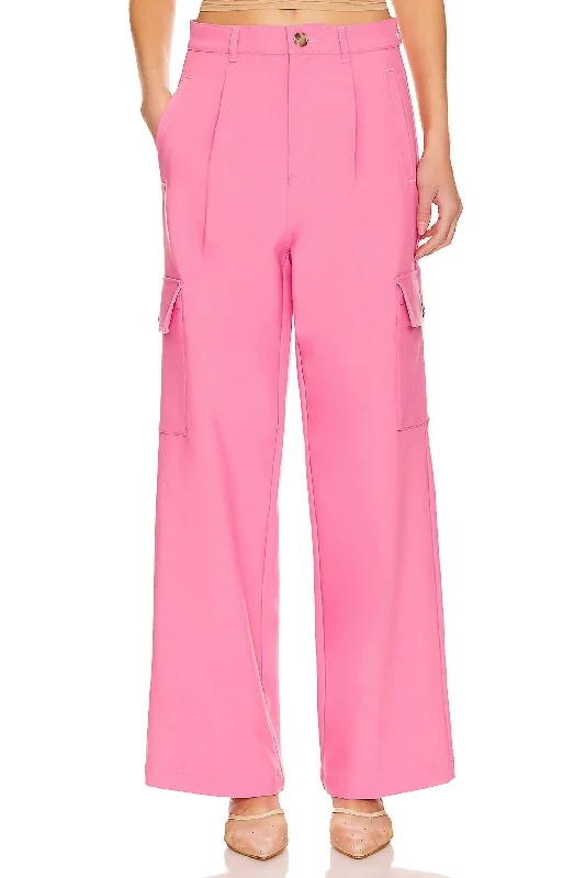 Exquisite Embroidery British Fashion Brynn Pant In Pink Cosmos